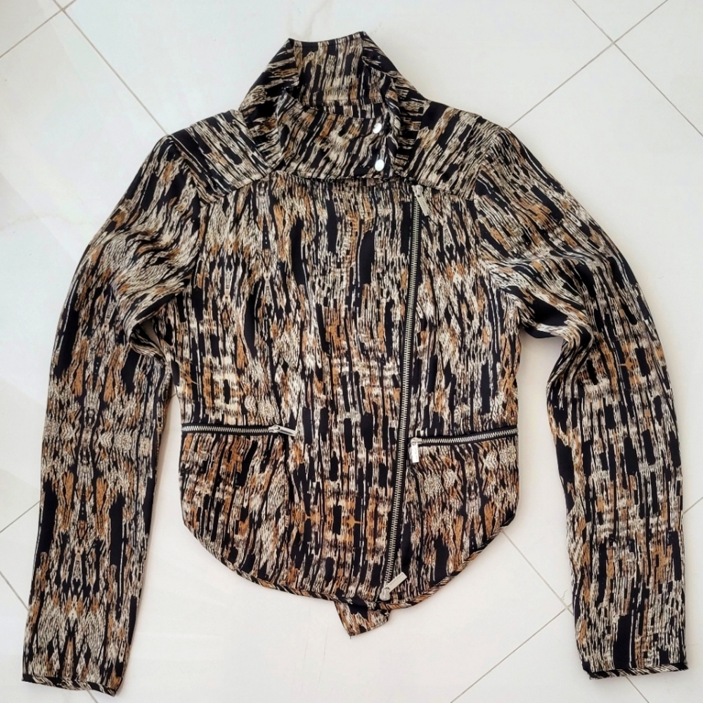 Black, tan and cream abstract print Karen Millen jacket. US sz 6